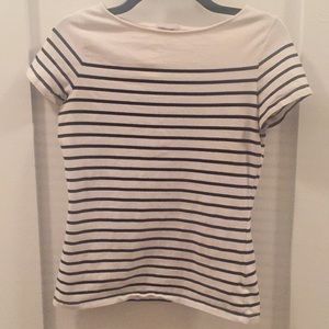 Stripped white and navy shirt